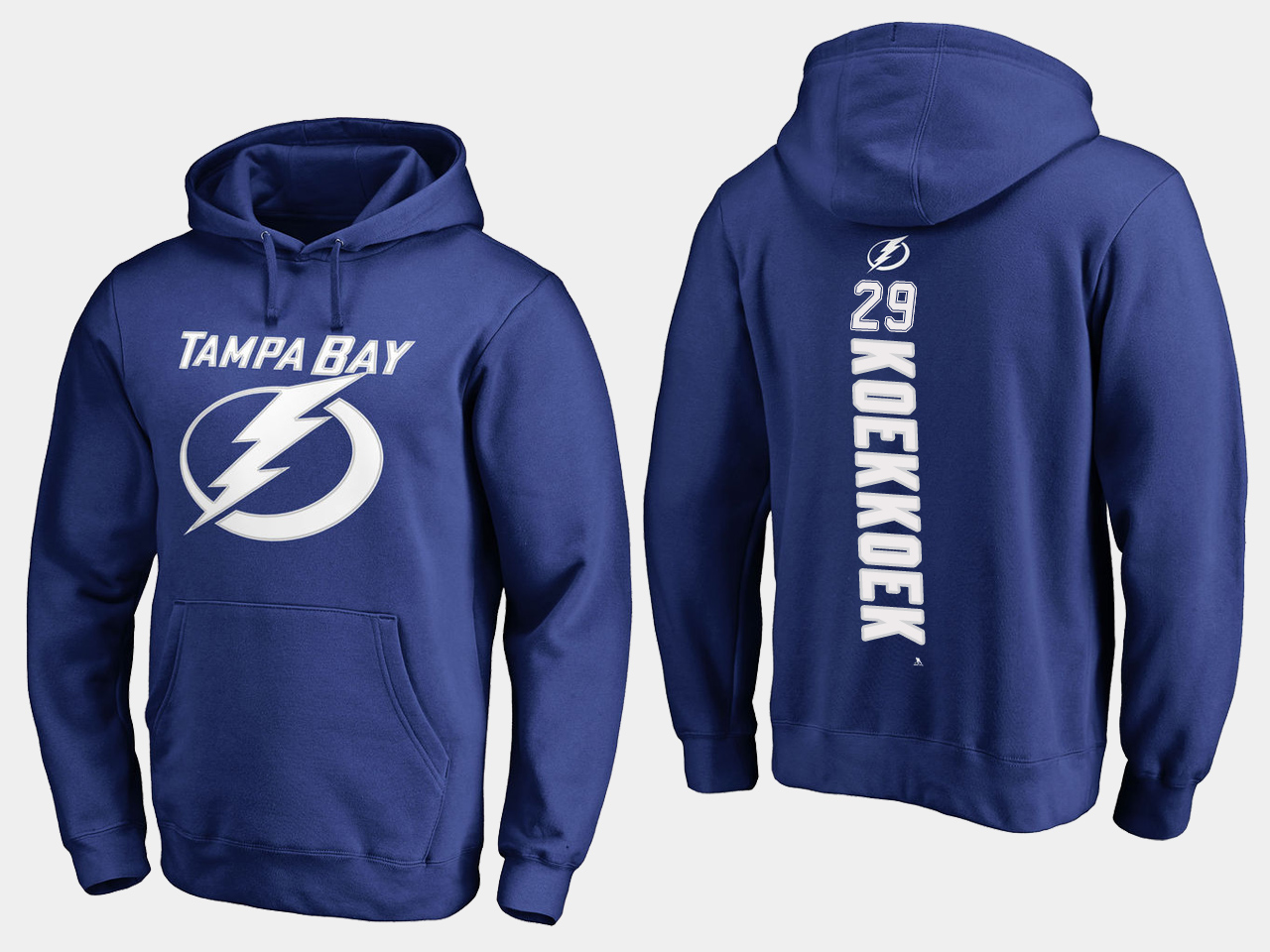 NHL Men adidas Tampa Bay Lightning #29 Koekkoek blue hoodie->tampa bay lightning->NHL Jersey